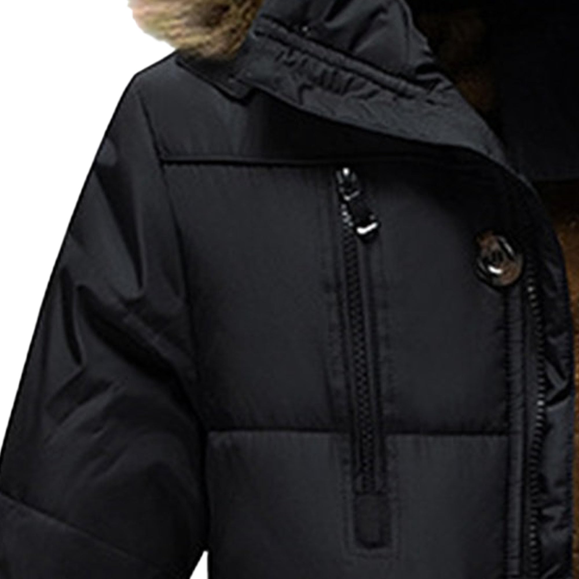 ZDJSWJ Hommes col fourrure capuche duvet épais parka chaud doudoune grande haute imperméable long manteau