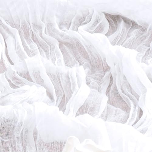 Miniatura 7 de Camino de mesa rústico de tela de queso bohemio de 14 pies para boda, baby shower, decoración de fiesta, color blanco