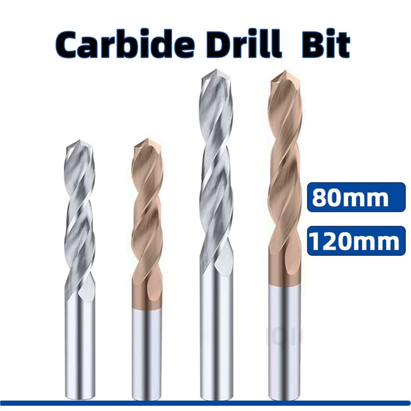 Taladro de carburo de 80mm, 120mm de longitud larga, acero de tungsteno, procesamiento de agujeros CNC, 1 Uds.(4.6MM_80MM)