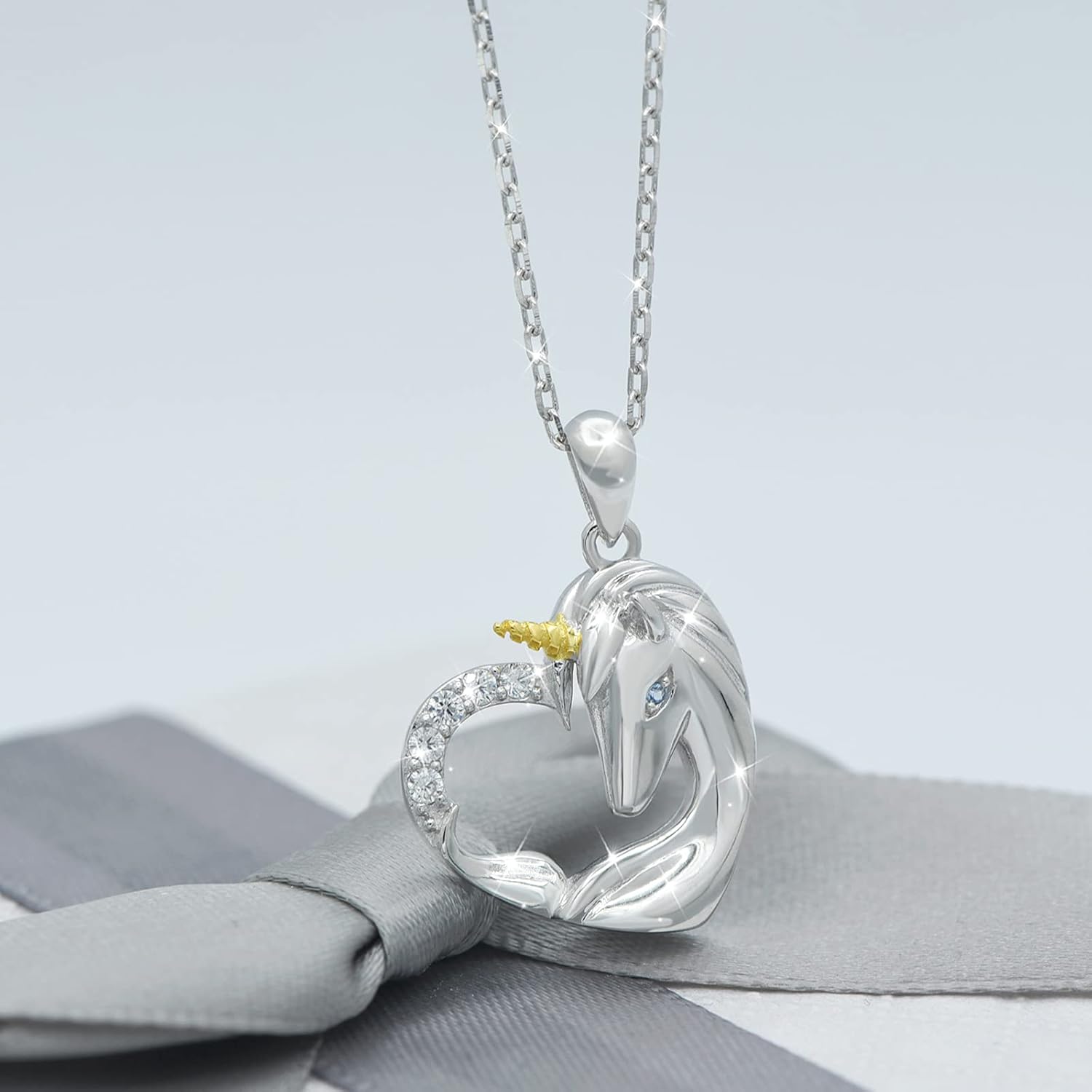 925 Sterling Silver Unicorn Pendant Necklace Jewelry for Girl Women (unicorn in heart) : Clothing, Shoes & Jewelry