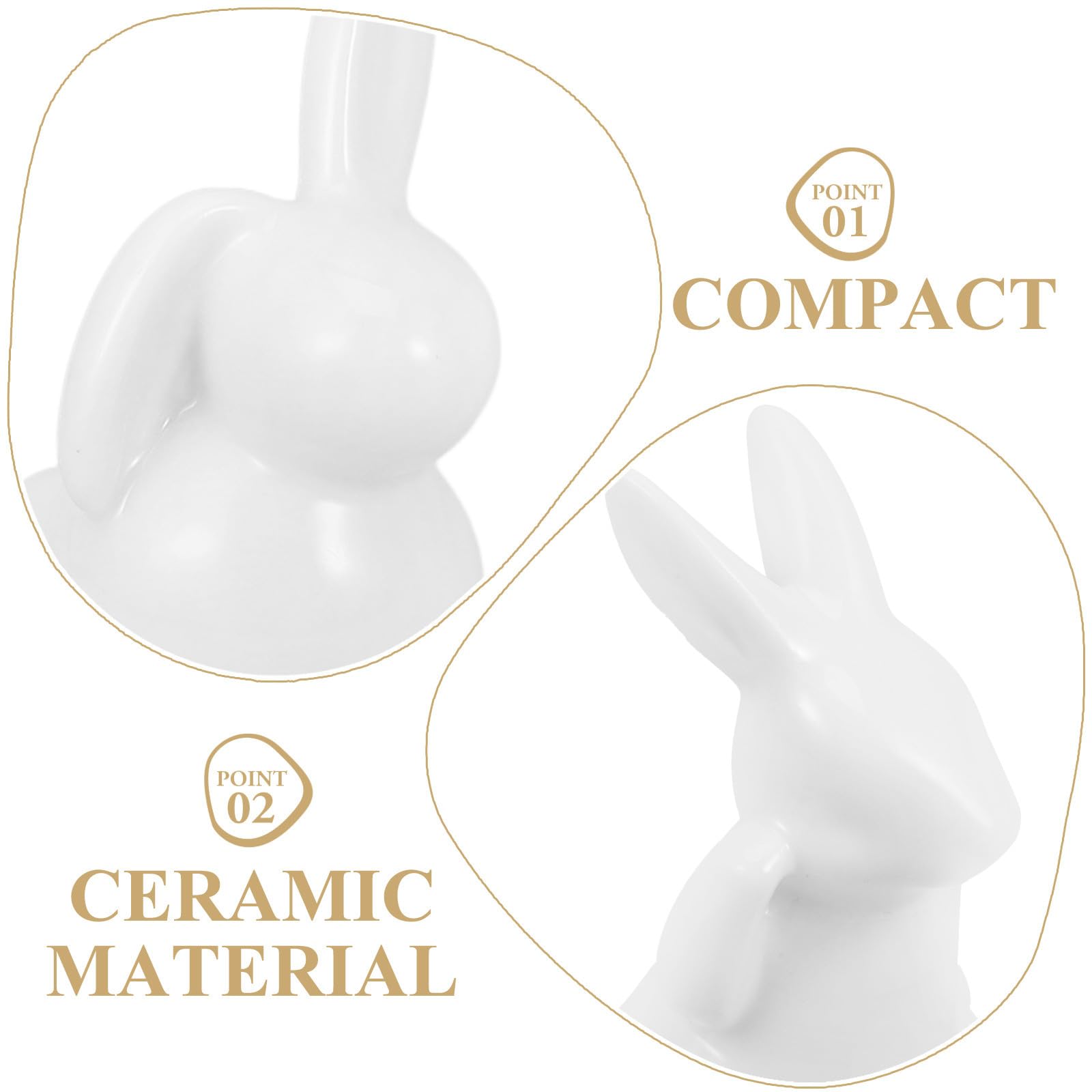 PACKOVE 5pezzi Statuine Coniglietti in Ceramica Bianca Decorazioni Artistiche da Tavolo per Casa e Ufficio Ornamenti Delicati Pasquali e Regali Originali