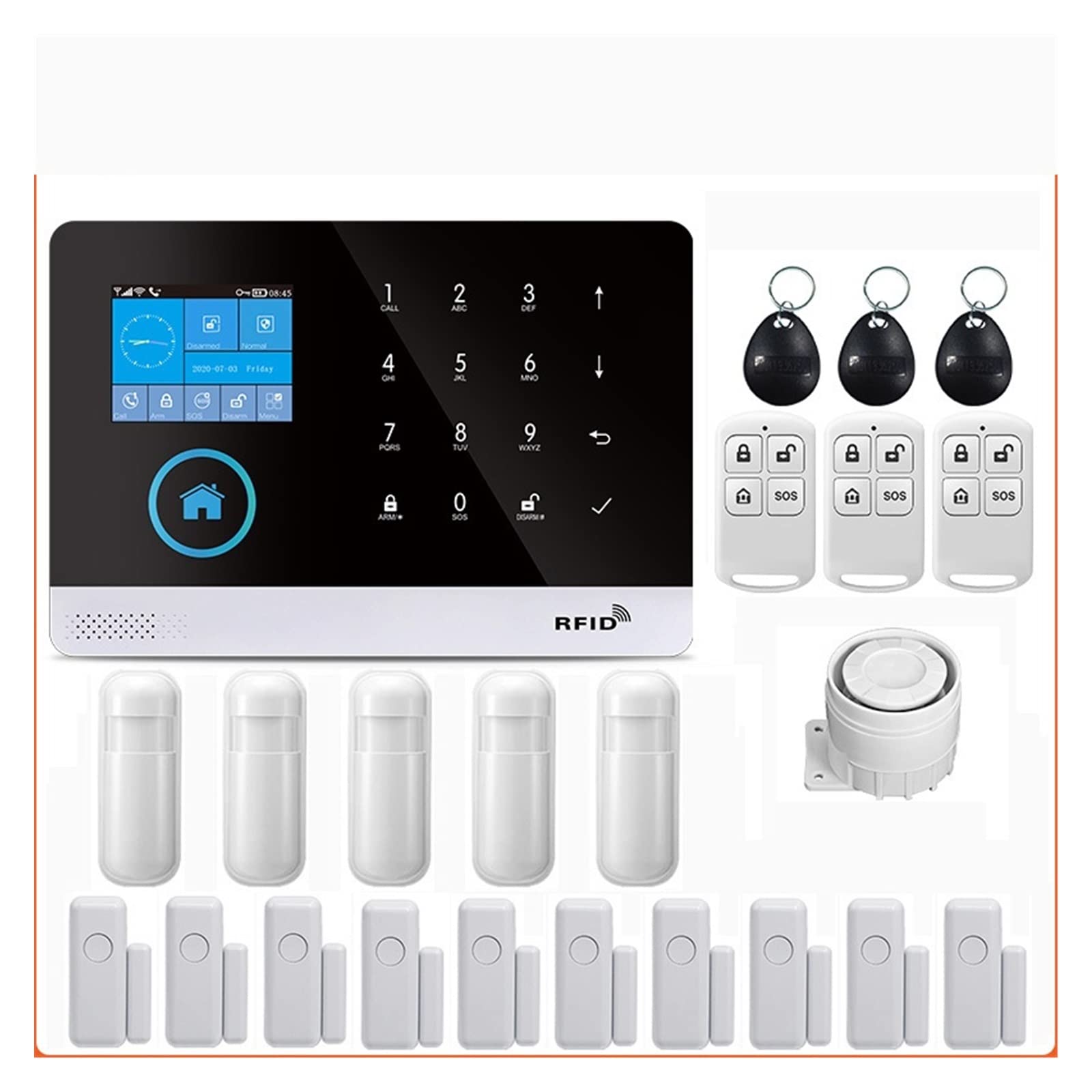 Alarma Inteligente, de alarma seguridad for el hogar inalámbrico GSM for la aplicación Tuya con Detector Sensor movimiento Compatible(B)