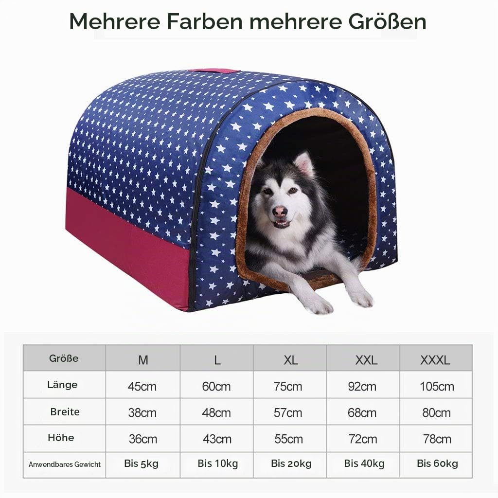Groß Hundehütte Luxus Hundebett Winter Hundehöhle Gebogenes Dach Hund Zimmer Innen Haustier Haus Sofa Waschbar Alle Jahreszeiten,F,XXXL105*80 * 78cm