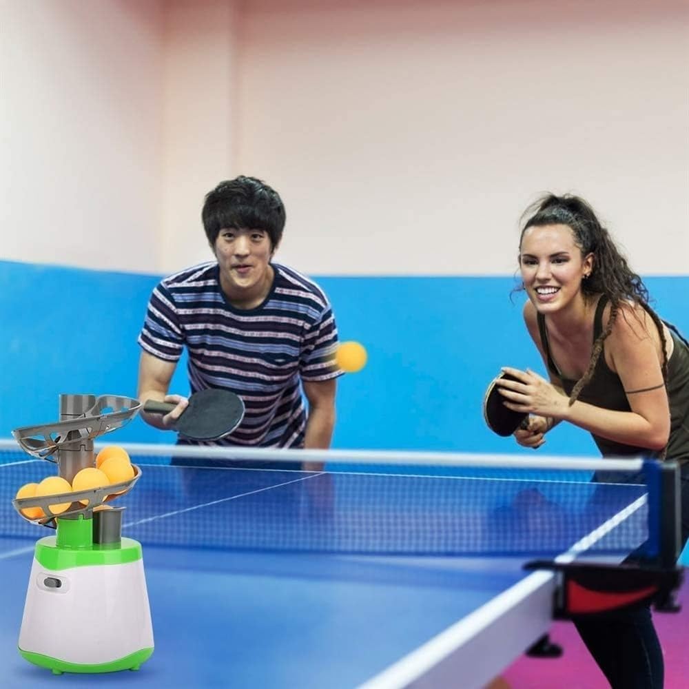 Tennis Ball Machine Table Tennis Training Robot Automatic Serve Parent-Child Racquet Sport Table Tennis Launcher with 10 Ping Pong Balls