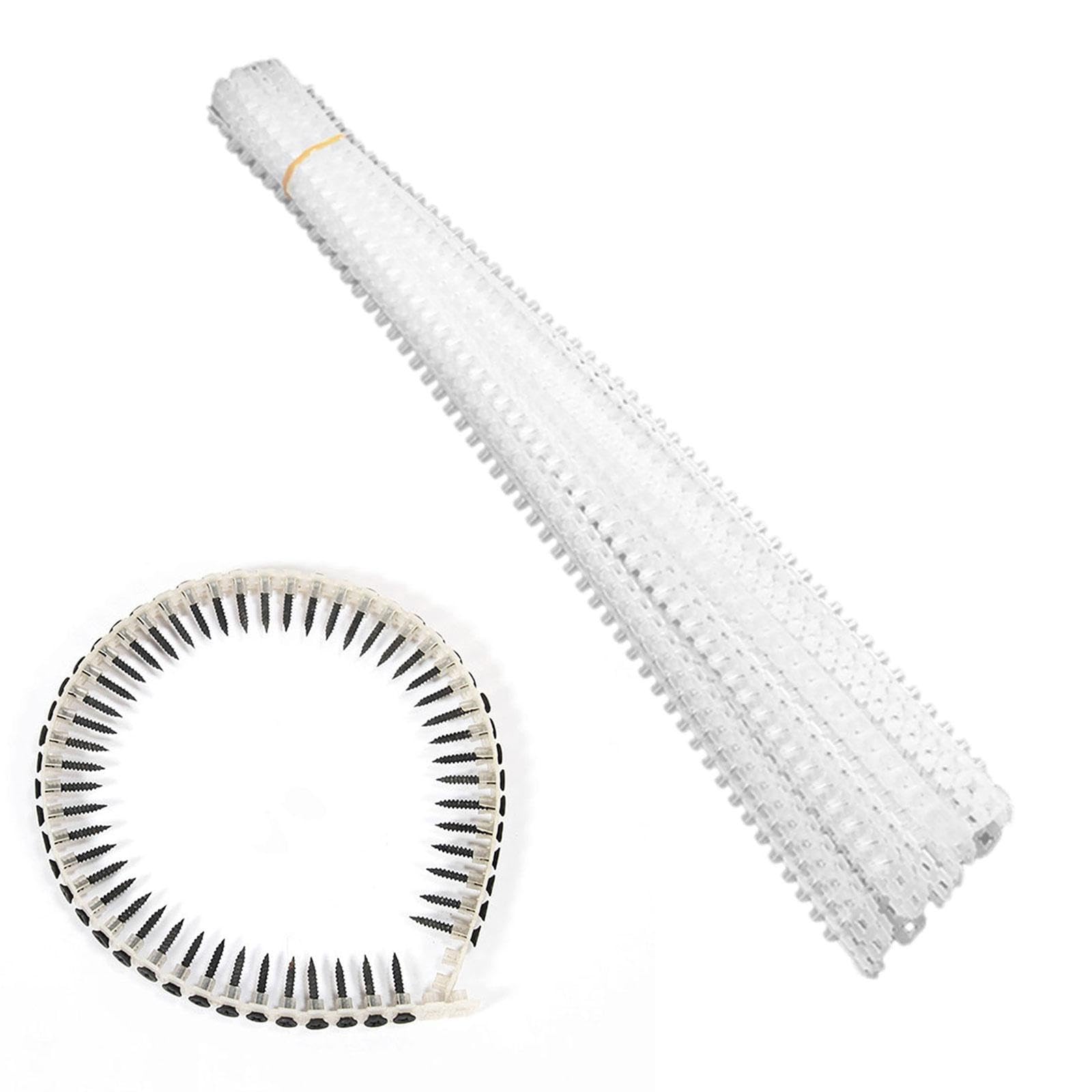 Gralara 20x Cintas de Cadena Vacías para Máquina de Atornillar – Adaptador de Alimentación Automática para Tornillos – Compatible con Paneles de Yeso, Madera y Techos，Blanco, 53 cm