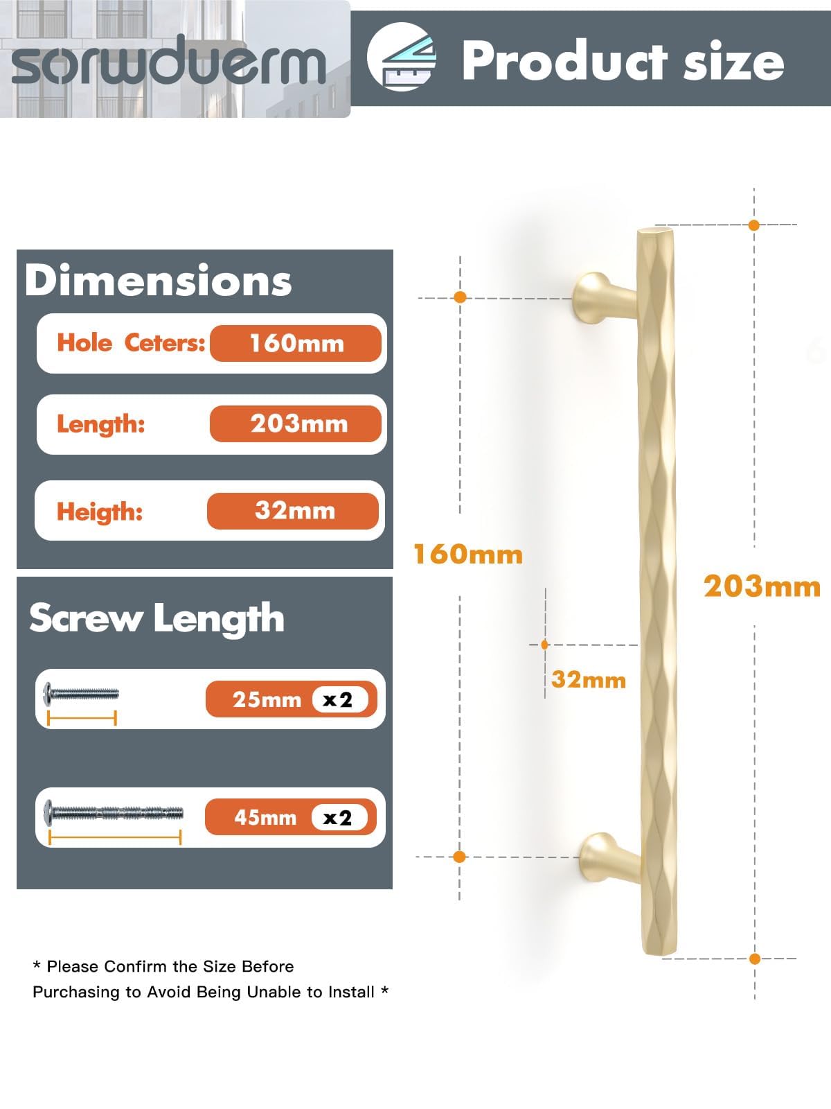 SORWDUERM Brushed Gold Cabinet Pulls 2 Pack 160mm Hole Center Kitchen Cupboard Handles Decorative Kitchen Drawer Dresser Cupboard Bathroom Vanity Cabinet Hardware Rhombus - Image 2
