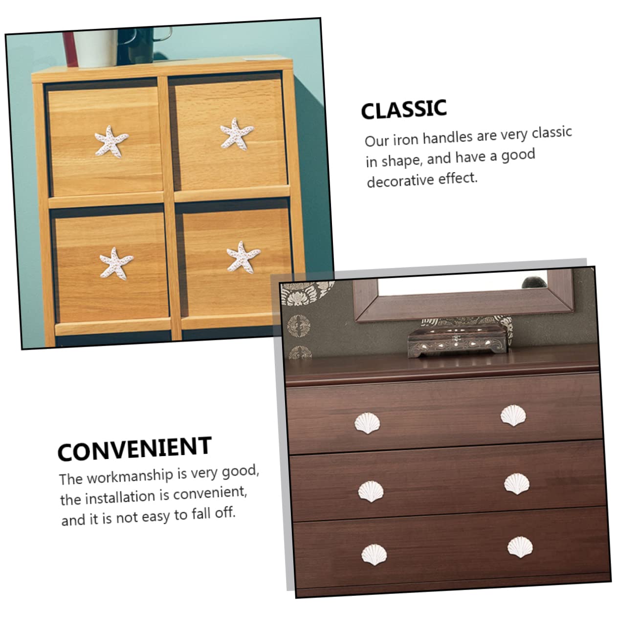 NULYLU 2 Pack Iron Door Knobs Country Theme Drawer Pulls for Living Room and Kitchen