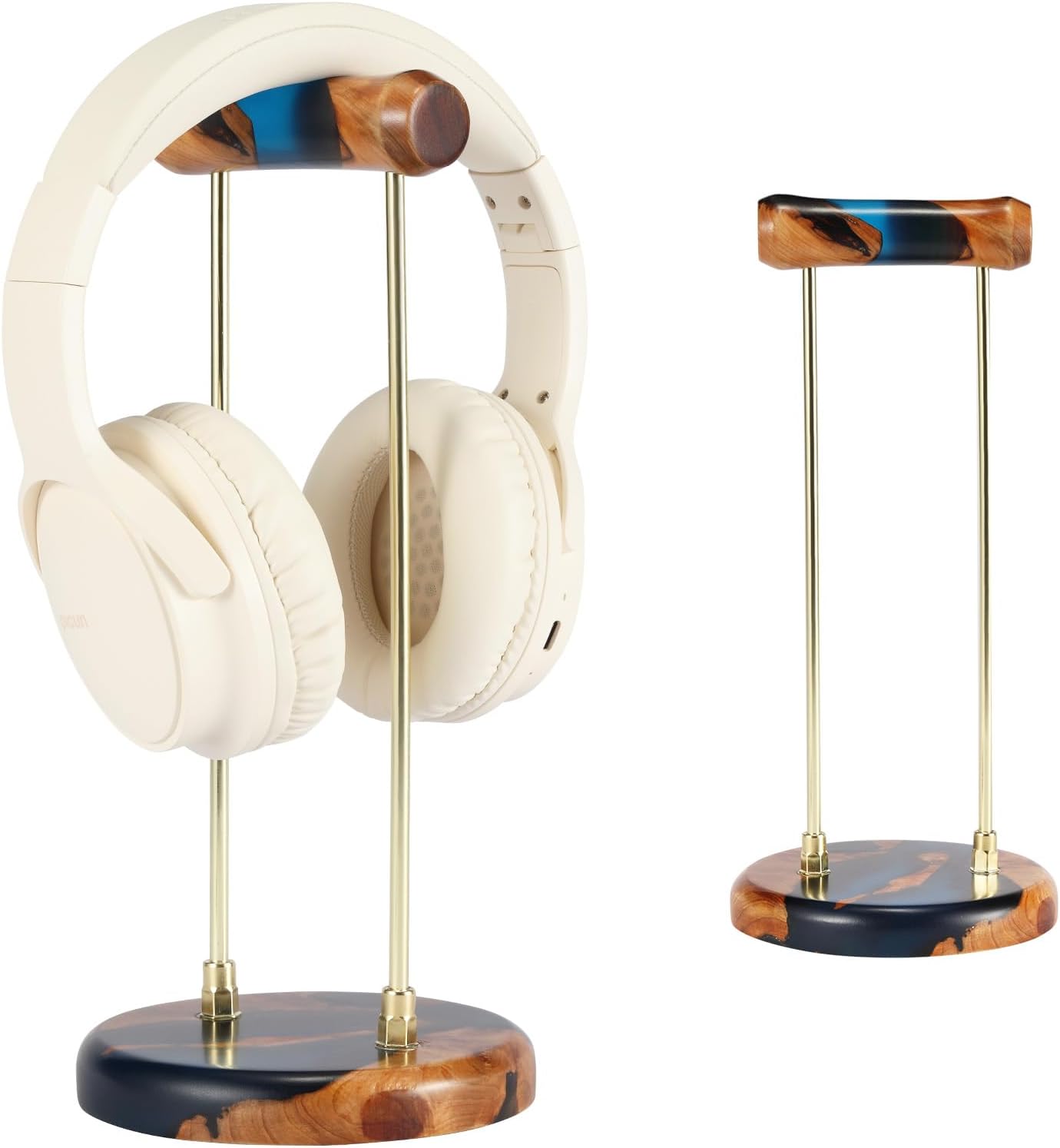 Luxury Wood & Resin Headphone Stand for Desk – Elegant Headset Holder for Gamers & Music Lovers, Handcrafted with Epoxy Resin Design, Unique Gift for Men/Women Valentine’s, Birthday, Anniversary