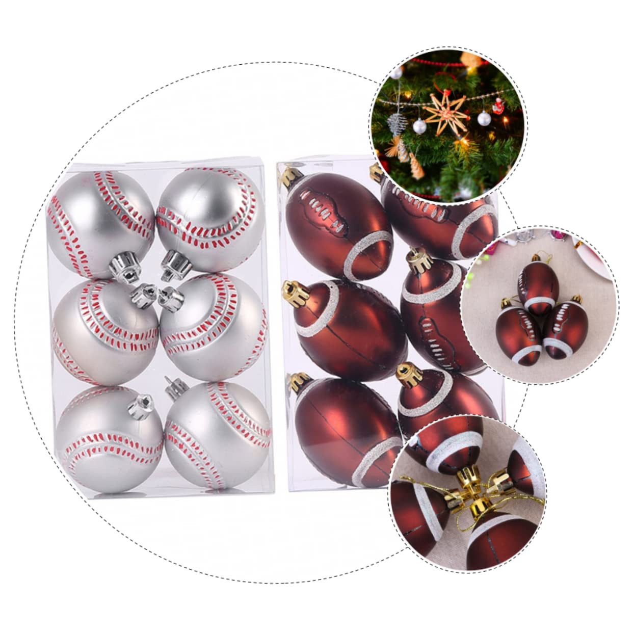 Ciieeo 3juegos Colgantes Navideñas para Al Deporte Adornos De Navidad Forma De De Béisbol y Fútbol Americano y Decoración del Árbol