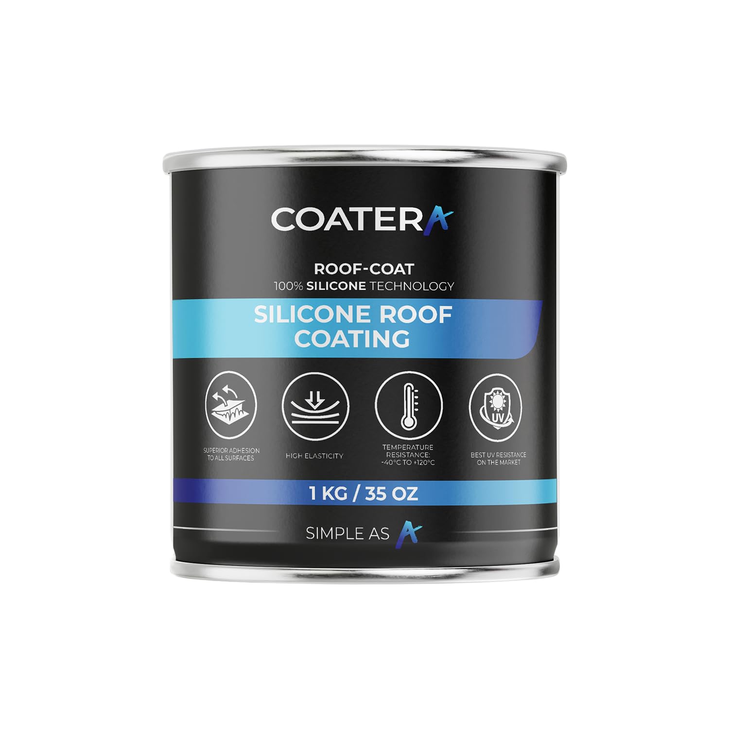 COATERA ROOF-COAT 100% Silicone Liquid Waterproofing Membrane – Permanent Ponding Water Resistance – Lifetime Flat Roof Protection – UV Stable & Weatherproof Sealant – WHITE- 1kg (White - 1kg) — image 1