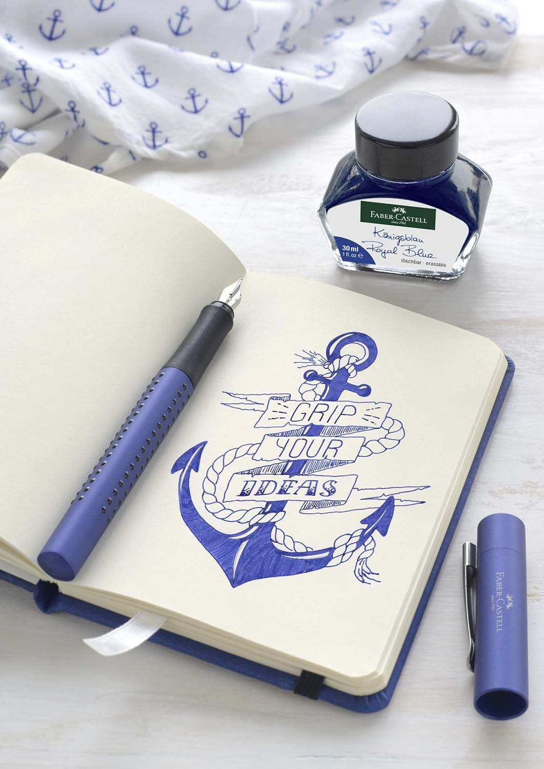 Faber-Castell 185506 - standardowe wkłady atramentowe (3 sztuki (błękit królewski), standard)