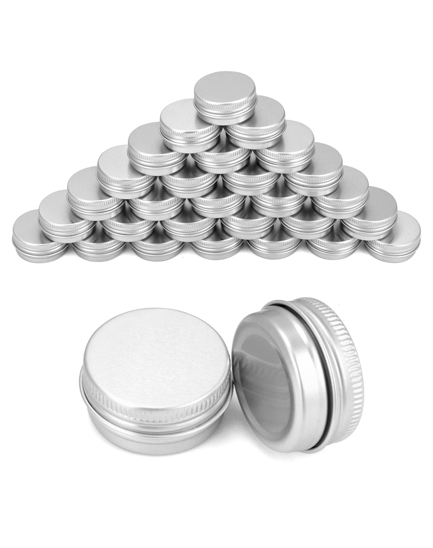 QWORK® 30 Stück Aluminium Cremedose mit Deckel, Rund Leer Döschen für Creme Lotion Schmuck Sortieren (15ml)