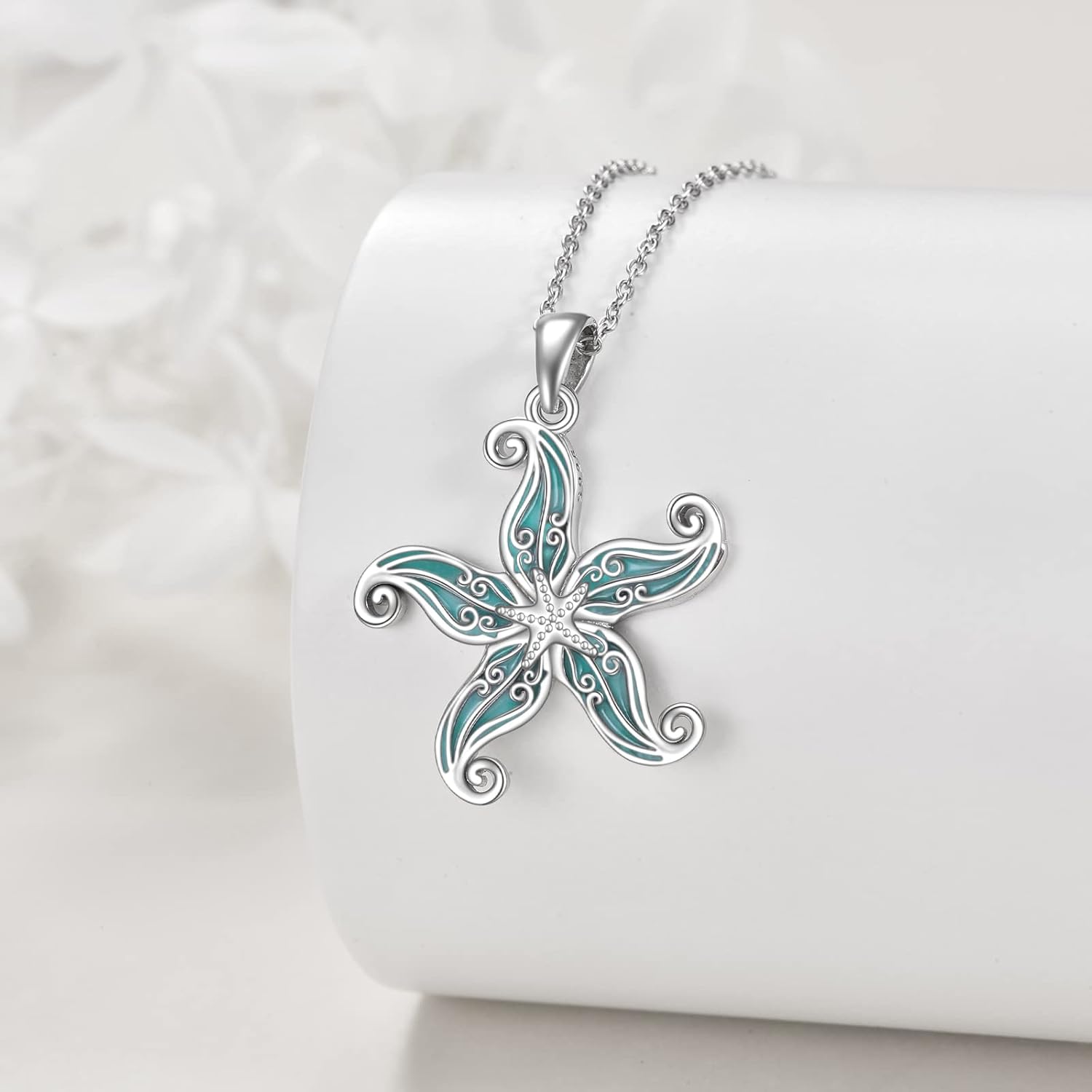 CRMAD Ocean Beach Necklace for Women Sterling Silver Starfish Wave Ocean Jewelry Gifts - Image 4