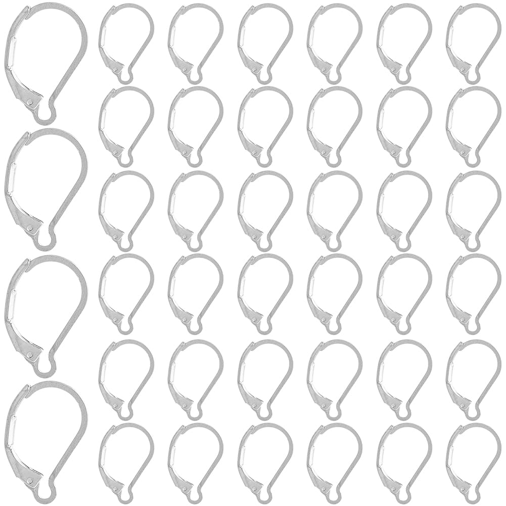 SOFPLATE 1 Box 120Pcs Leverback Earring Hooks Silver Ear Wires Bulk Stainless Steel Earrings Findings Lever Back Small Dangle French Earring Wire for jewellery Making Supplies Crafts Women Beginners