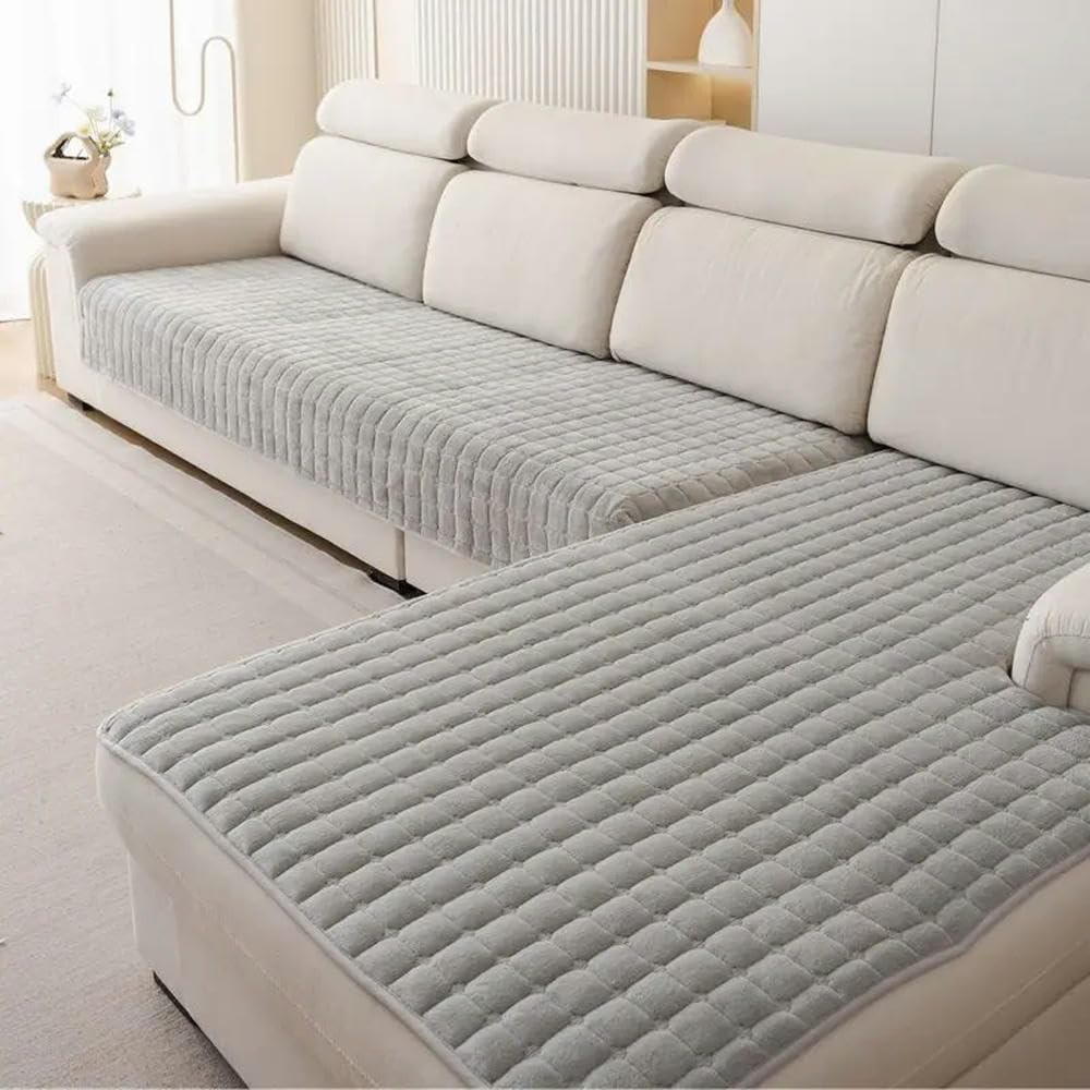 VIXDA Plush plaid sofa cushion non-slip four seasons universal living room sofa cover simple thickened velvet cushion towel