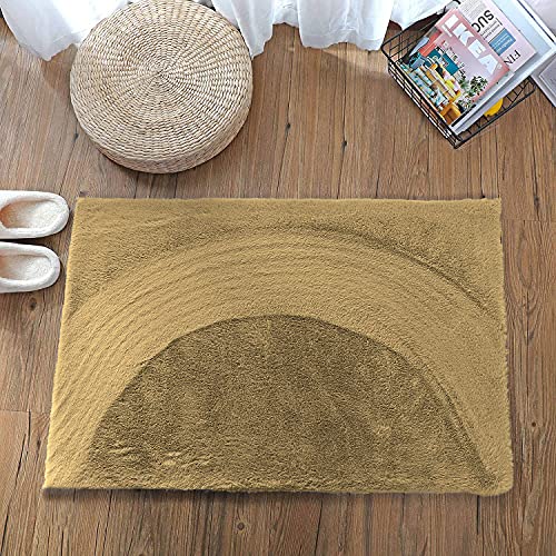 Image of Luxe Home Rabbit Fur Soild Bath Mat Super Soft, Anti-Slip, Washable, Rectangle, for Bathroom Door Mate, Bedroom Door Mats (Anti Gold, 40x60 cm)