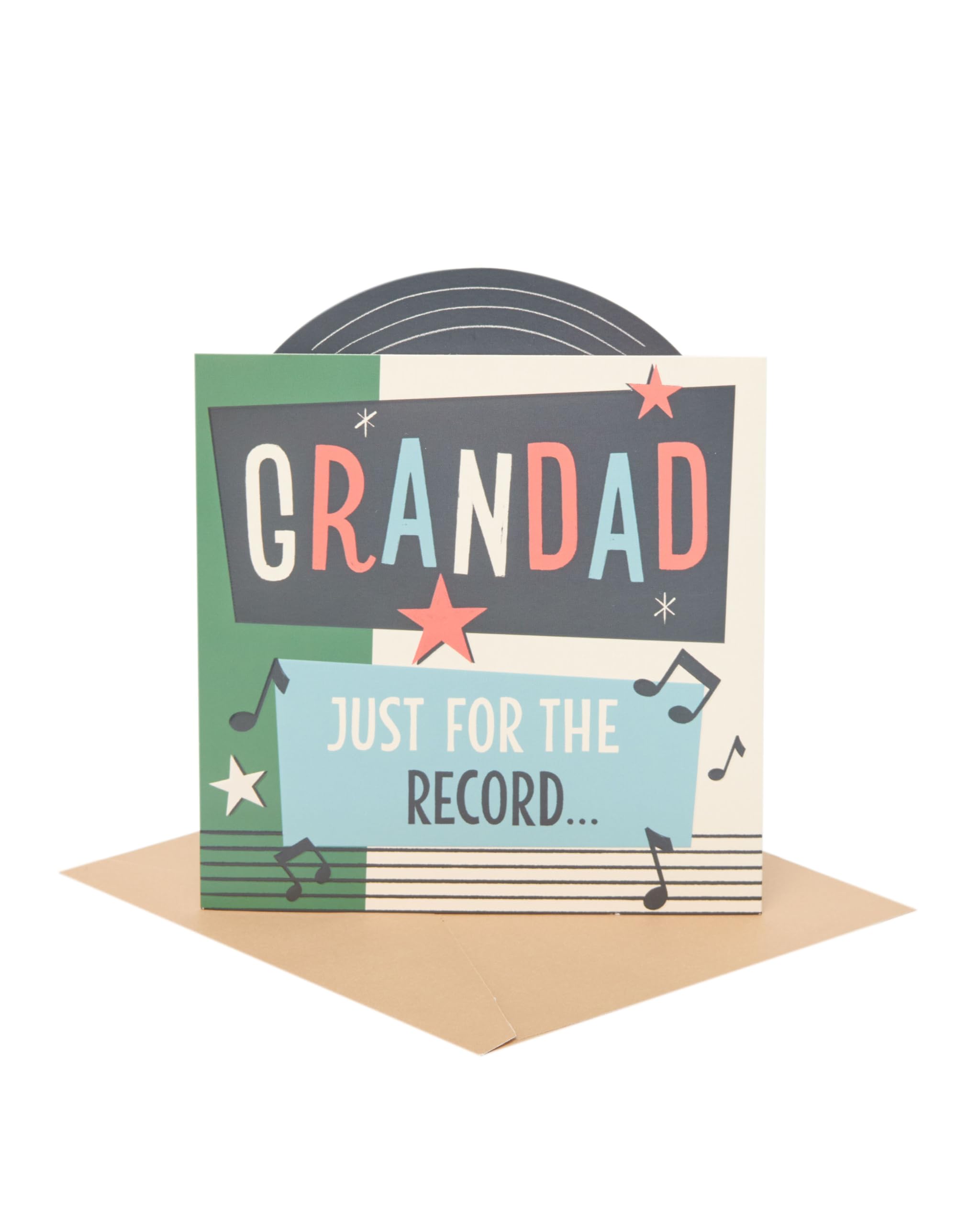 UK Greetings | Father's Day Card for Grandad | Card for Dad, Grandad, Husband | Him, Boys, Men | Pop-Up Record Design | With Envelope | 159x184mm