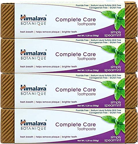 Himalaya Botanique Complete Care Toothpaste, Simply Spearmint, Plaque Reducer for Brighter Teeth and Fresh Breath, 5.29 oz, 4 Pack