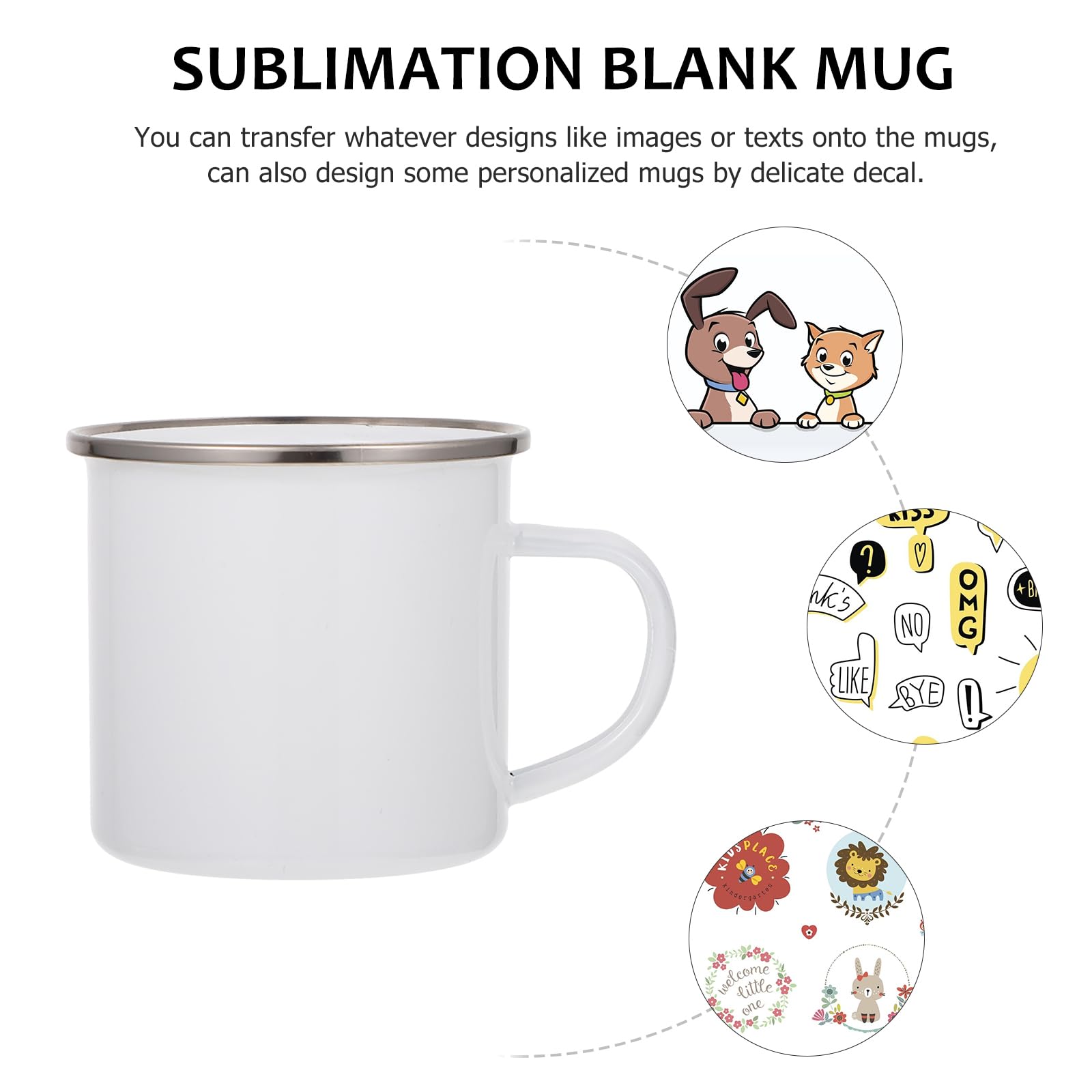 Amosfun 5 Stk Tasse aus Thermotransfer-Emaille Kaffeetasse Tassen für Kinder personalisierte tasse tassen personalisieren Sublimation leere Tasse Sublimationsbecher Rostfreier Stahl Weiß