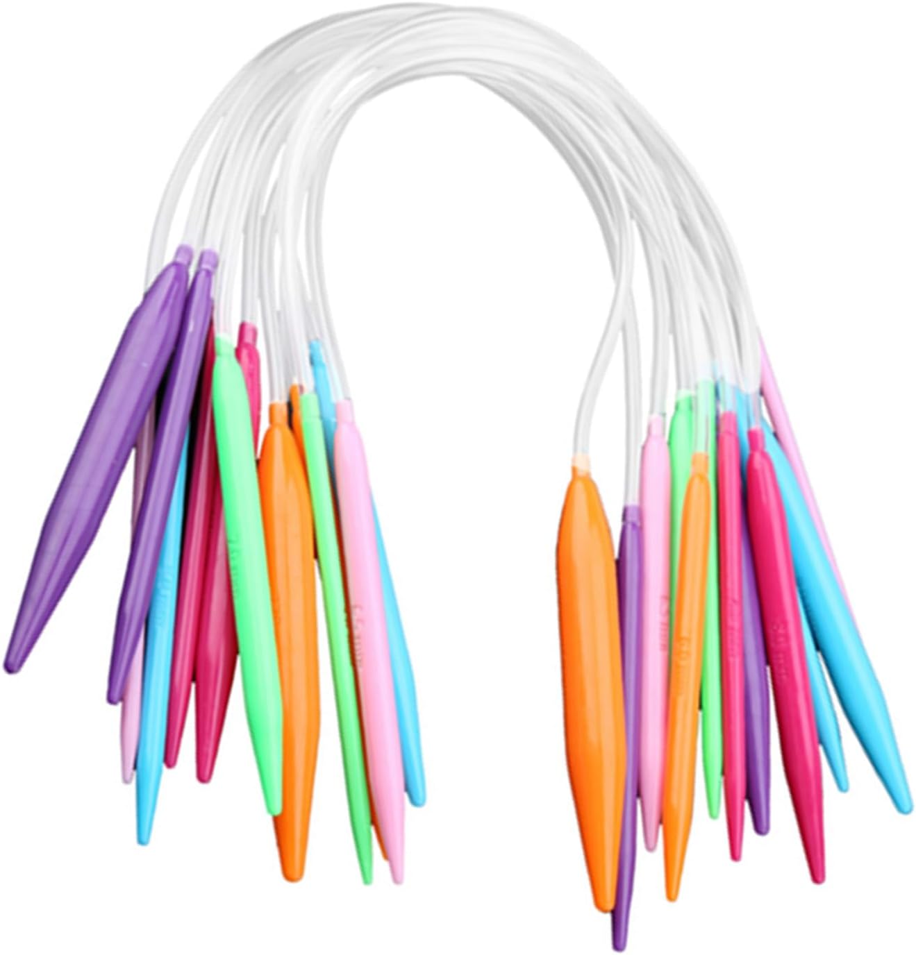 GLOGLOW Knitting Needles, 12 PCS 15.7/31.5 Inch Multicolor Plastic Circular Tube Knitting Needles Kit Sweater Weave Needle Set Handmade Sewing Tool(40CM)