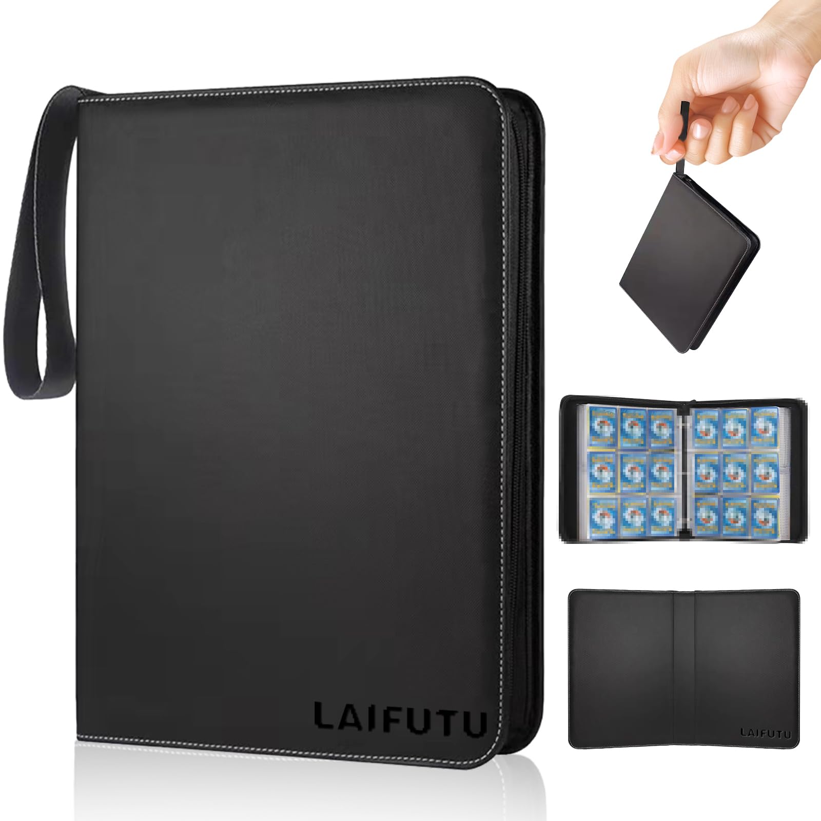 Sammelkarten Album Für 900 Karten – 9 Taschen Pro Seite, 50 Seiten, PU-Leder, Mit Reißverschluss, Wasserabweisend
