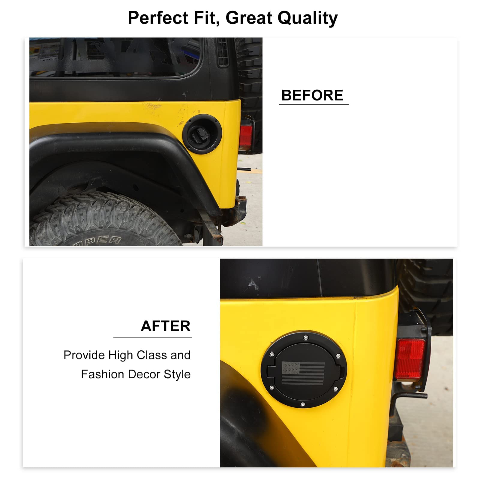 Couvercle De Bouchon De Réservoir Jeep Wrangler TJ 1997-2006 - ABS Et Alliage - Décoration Et Protection - Noir - 12