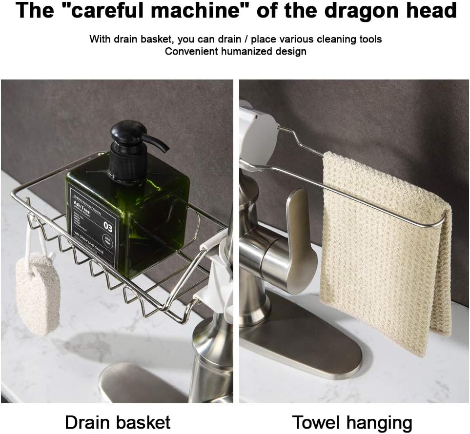 Onе-Dау Sаlе: Uр tо 50% оƒƒ GUSITE Kitchen Faucet, Kitchen Sink Faucets with Pull Down Sprayer, Home Commercial Stainless Steel Single Handle Kitchen Faucets with Deck Plate and Storage Basket, 1 or 3 Holes (Brushed Nickel)