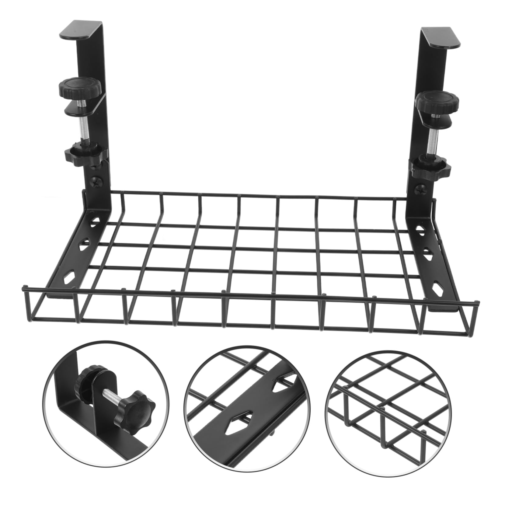 Organizzatore Cavi da Scrivania Sotto Piano, Ferro Nero | Installazione senza Fori, Apertura 1, 8-5, 7cm, Grande Capienza per Ufficio e Gaming