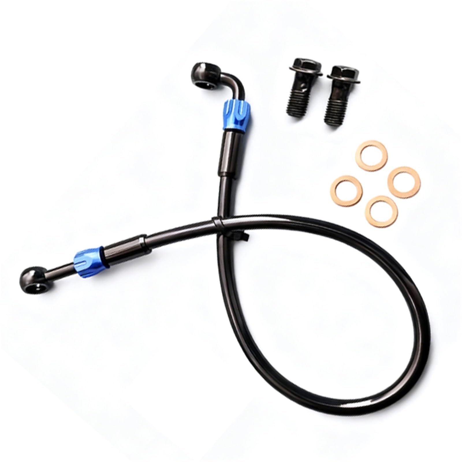 Hydraulic Brake Hose 0°-90° AN3 M10 Motorcycle Dirt Bike ATV Moped Scooter Steel Hydraulic Brake Clutch Oil Hose Tube Line Pipe Accessories(1800mm)