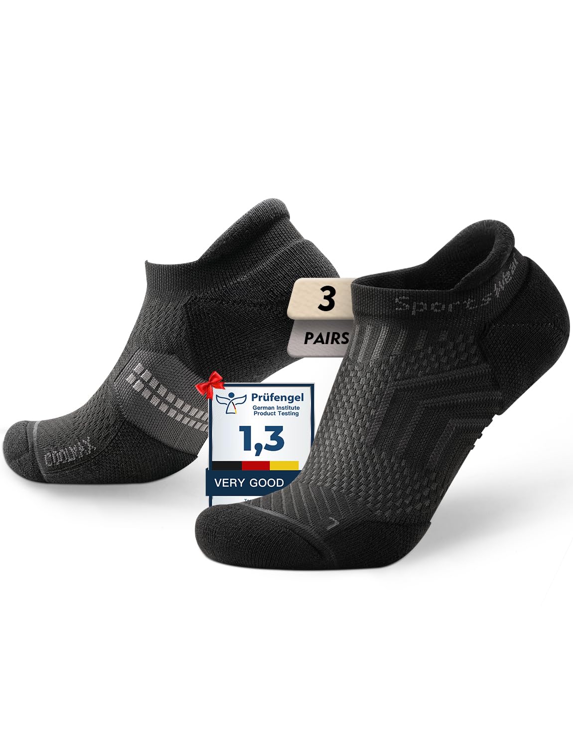 Juclise Bambus Laufsocken Kompressions Herren,Kurz Atmungsaktiv,Wandersocken Coolmax,Golf Sportsocken Sneaker Running