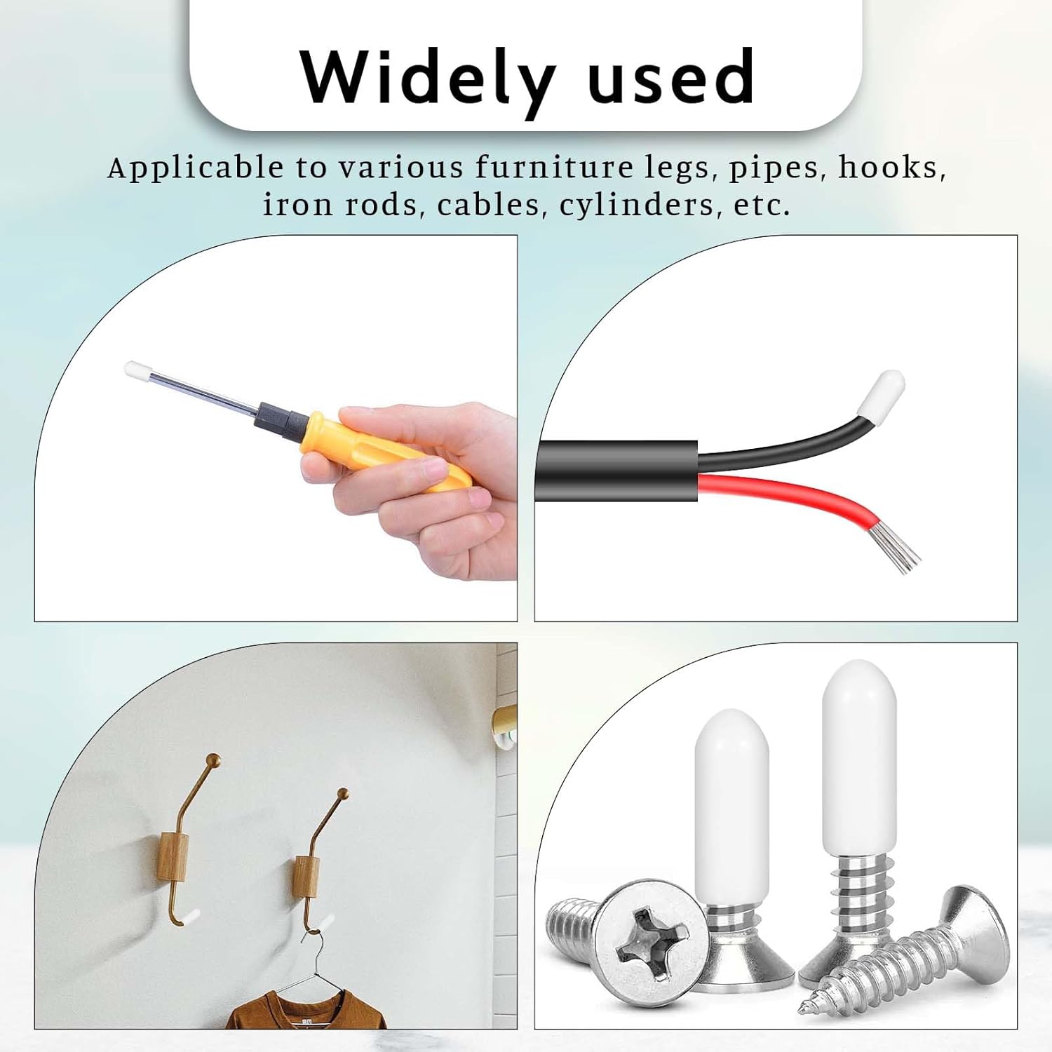 50 Pcs White Thread Covers Caps Rubber End Caps Round Screw Protectors 1/4 Inch / 6mm Flexible Bolt Vinyl Dust Cover for Metal Tubing Rod Bolt Furniture Pipes