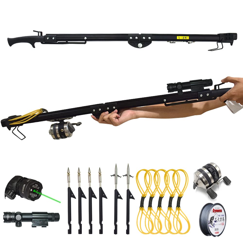 Slingshots for Hunting, Fishing Slingshot with Reel and Slingshot Darts, Precision Slingshot with Laser Sight, Foldable Slingshots for Adults High Power Slingshot Rifle for Fishing