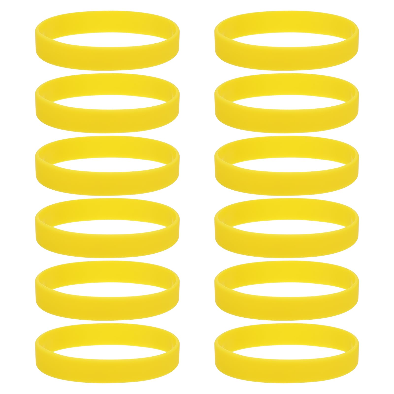 sourcing map 12Pcs Silicone Rubber Bands Non-slip 4 Inch Flat Elastic Rubber Wrapping Bands for Books, Traps, Art, Wrapping Paper, Cord Wraps, Yellow