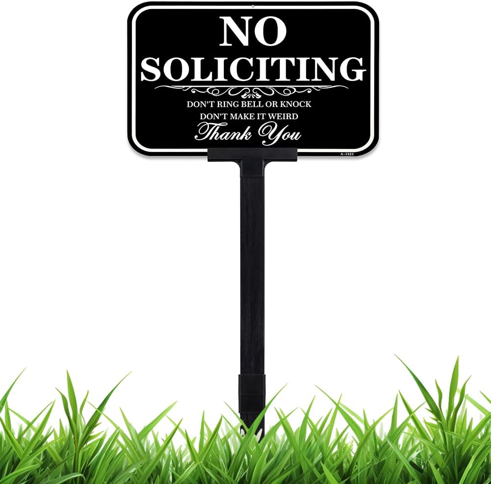 Large No Soliciting Sign With Stake, 14x10 Inch/37 Inch