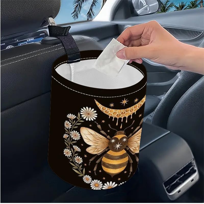 Miniatura 3 de Papelera portátil reutilizable impermeable para automóvil, organizador de vehículos multiusos, esenciales para viajes por carretera (abeja)