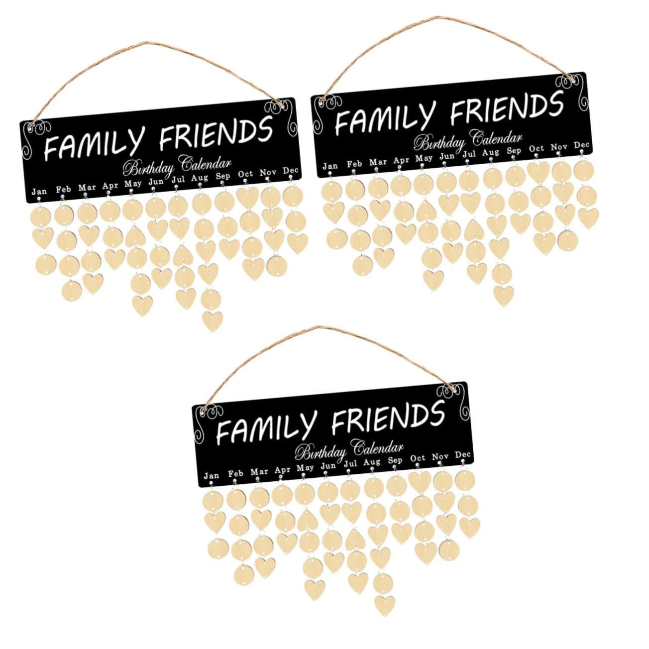 3 Set Di Calendario Dellavvento in Legno Unico Striscioni Di Compleanno Biglietti Di Auguri Promemoria Per La Famiglia Decorazioni Da Parete