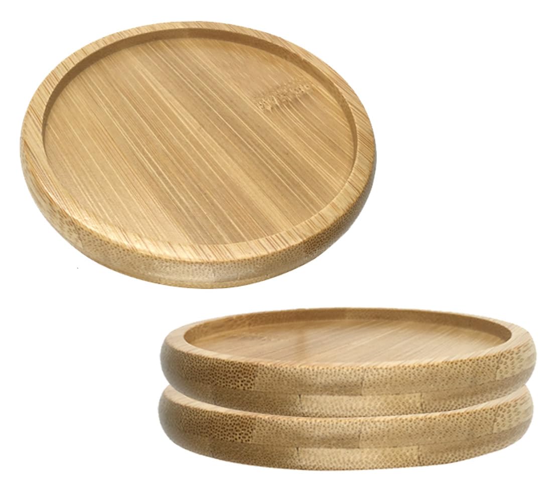 Extra Large Bamboo Coaster Set for Drinks, Cup Holder Set 3PCS, Heat & Water Resistant, Thick Coasters, Round Shape, Reusable Durable Saucers Tray, Table Protection Coaster, Home Decoration