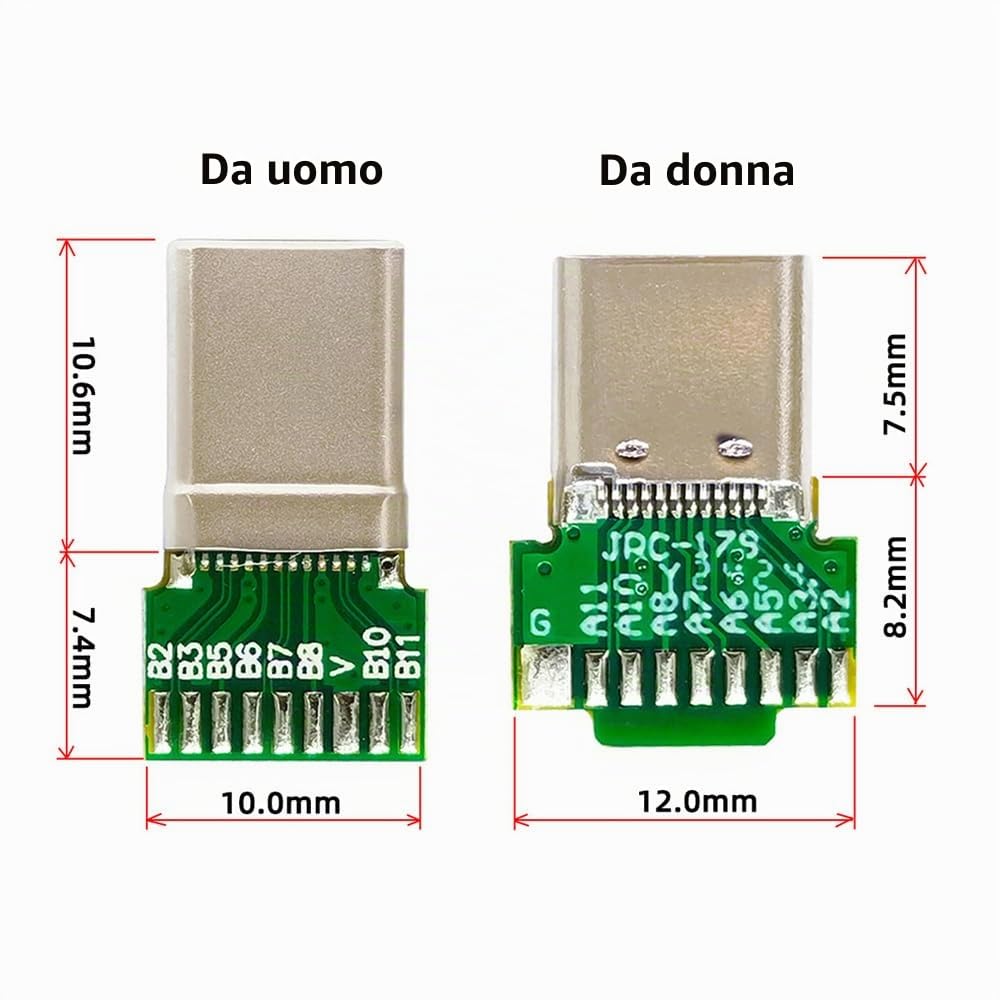 xiwai 2 Pz/lotto USB-C OEM FAI DA TE USB 3.1 Tipo-C Connettore A Saldare Maschio e Femmina con PCB