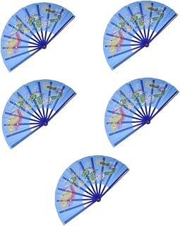 DECHOUS 5pcs Tai Chi Fan Portable Handheld Fan Dancing Fans Foldable Dancing Fan Dragon and Phoenix Carry