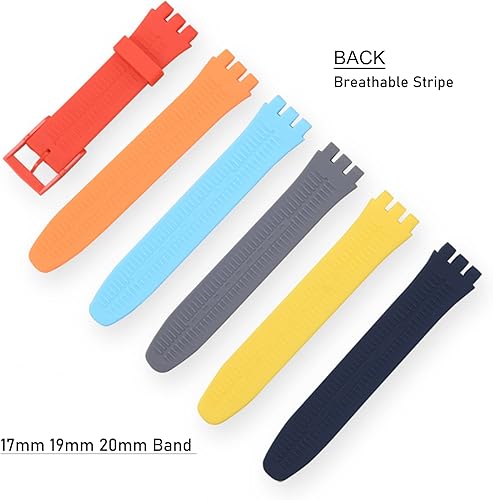 Vista 24 de Lijinlan Correa de silicona de repuesto para Swatch de 0.669 in, 0.748 in, 0.787 in, correa de reloj impermeable para Swatch