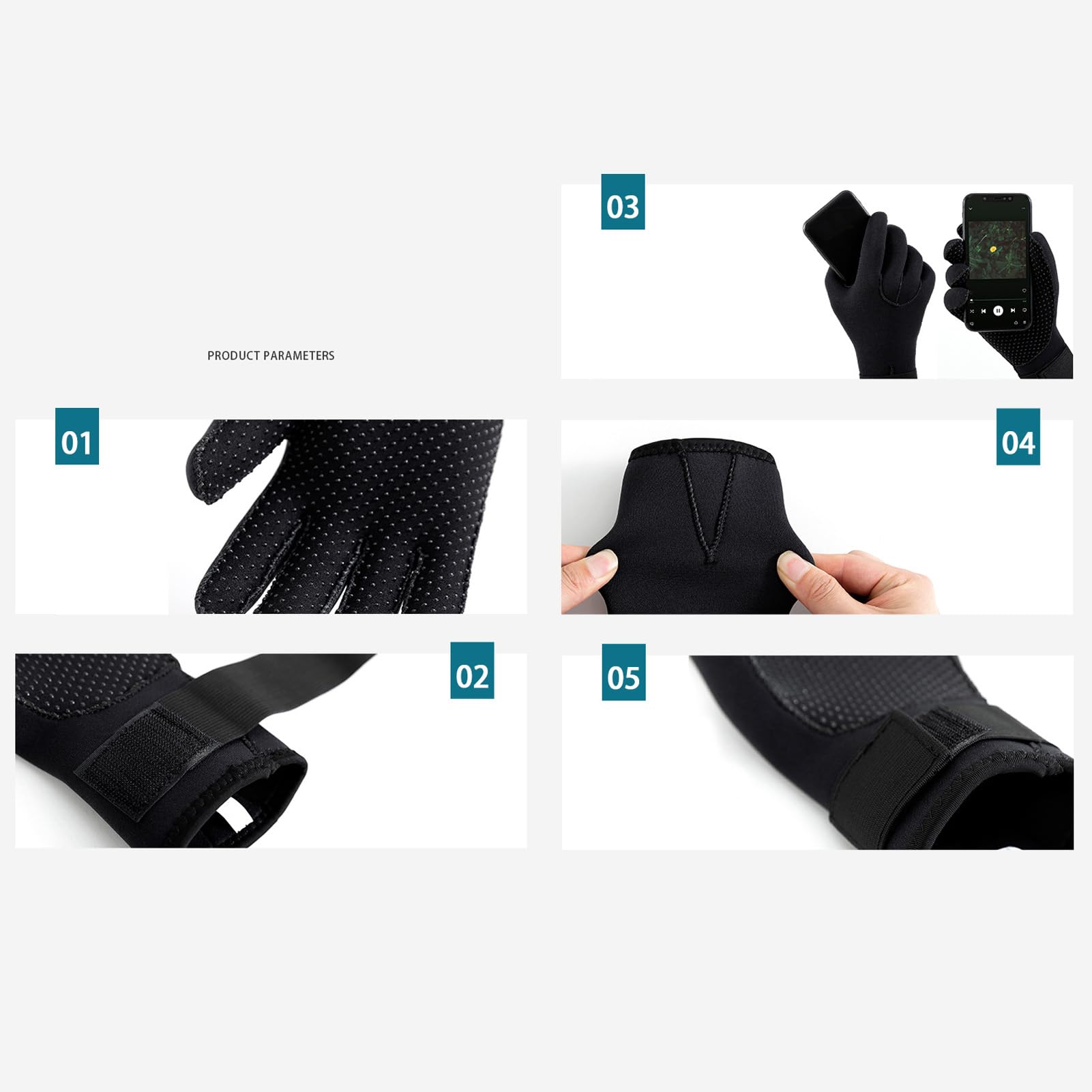 Diving Gloves, 1 Pair Scratch Proof Underwater Gloves Neoprene and Nylon Prevent Cold Flexible Soft for Kayaking for Surfing (S)