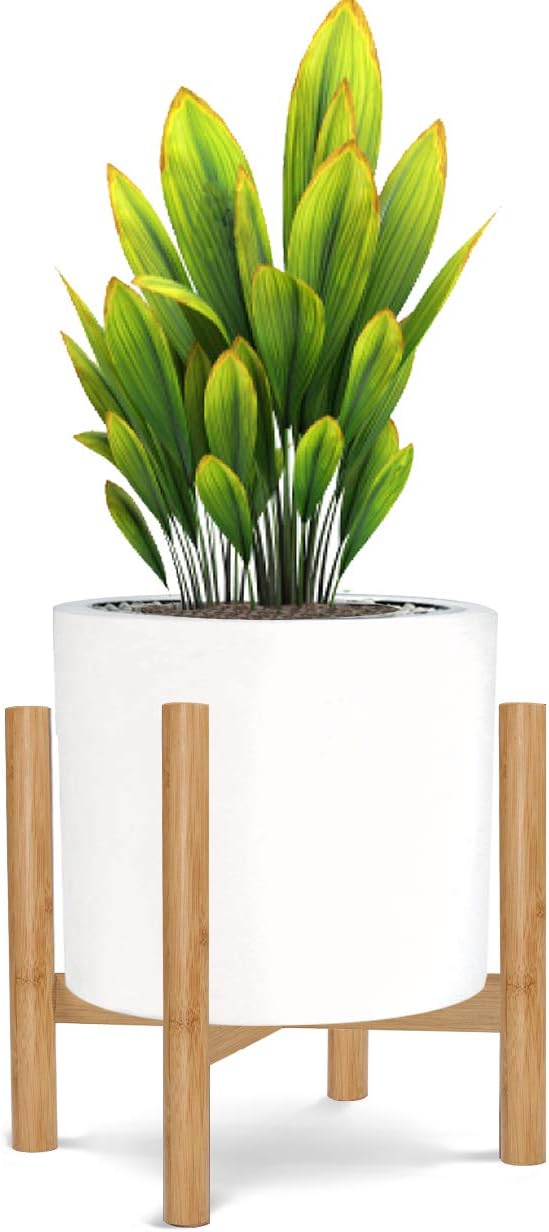 Honest Mid Century Modern Bamboo Indoor Plant Stand, (Plant and Pot NOT Included) Rustic Wood Flower Pot Holder (Fits Pots:10"-12",Bamboo)
