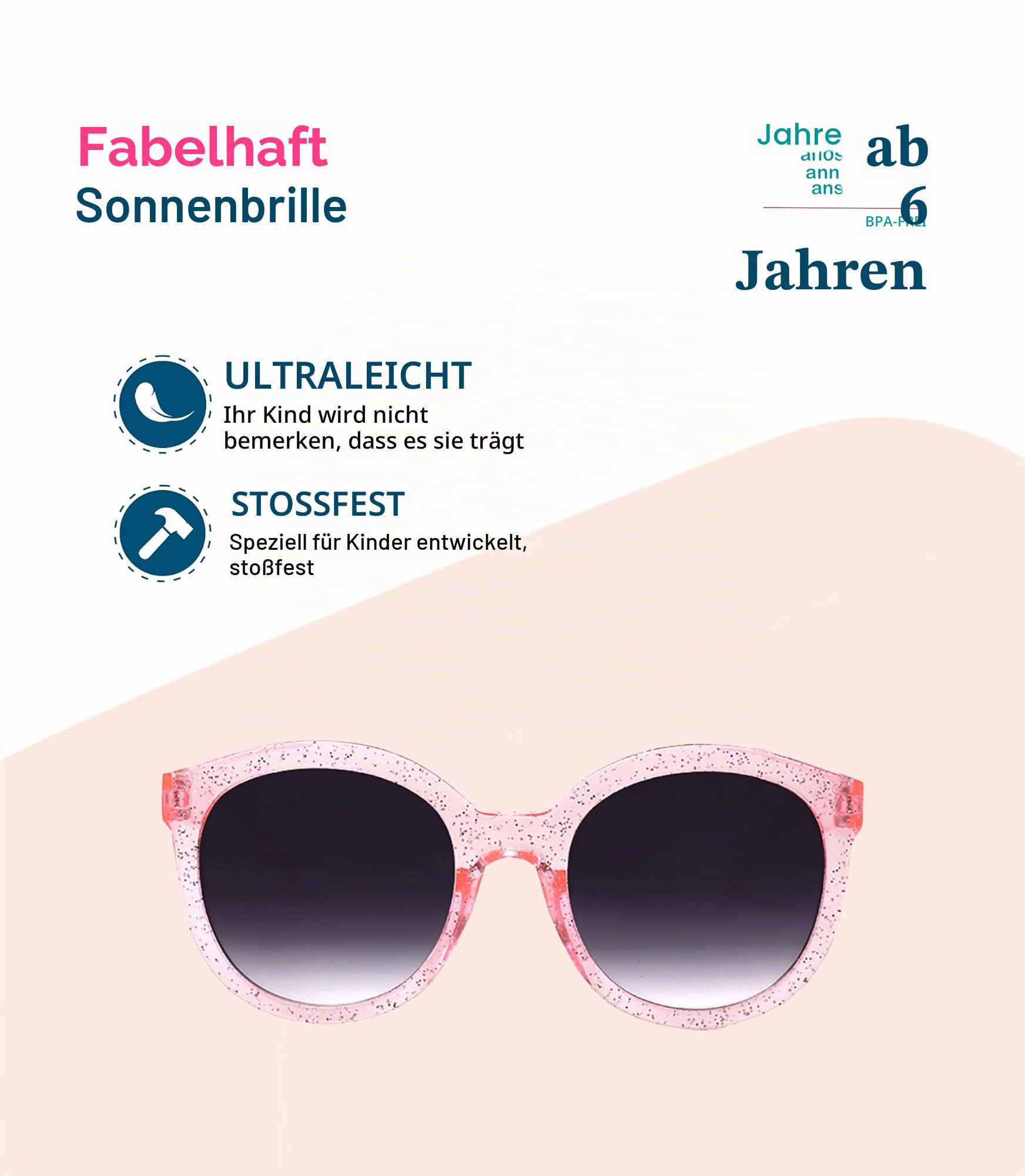 Kiddus Sonnenbrille Mädchen 6-9 Jahre Kinder Polarisiert UV400 CAT3, 100% UVA UVB Schutz, Europäisches Design, CE ISO REACH Zertifiziert, Leicht für Schule und Freizeit