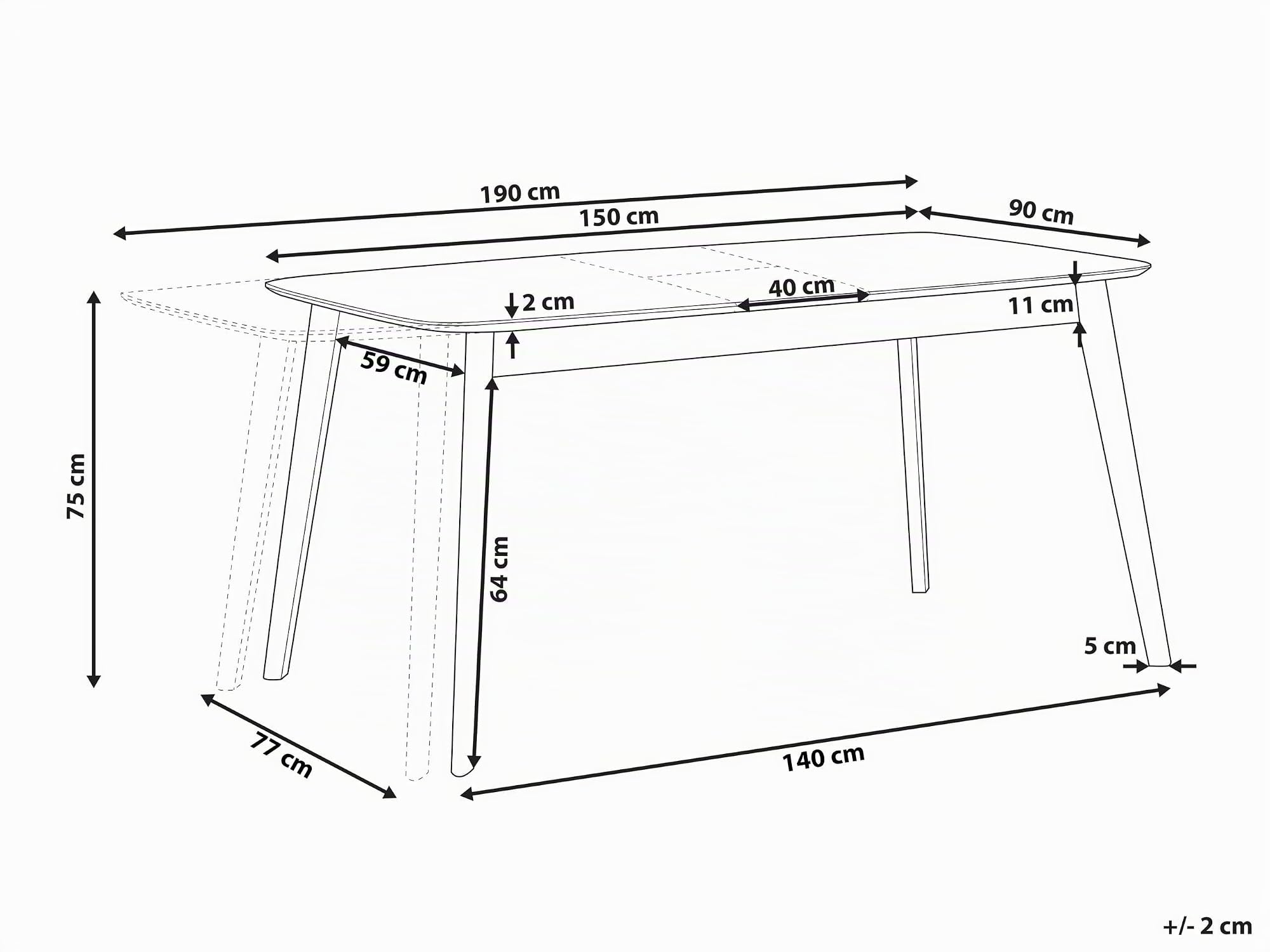 Esstisch helle Eiche 150 x 90 cm ausziehbar 190 x 90 cm Skandi Madox
