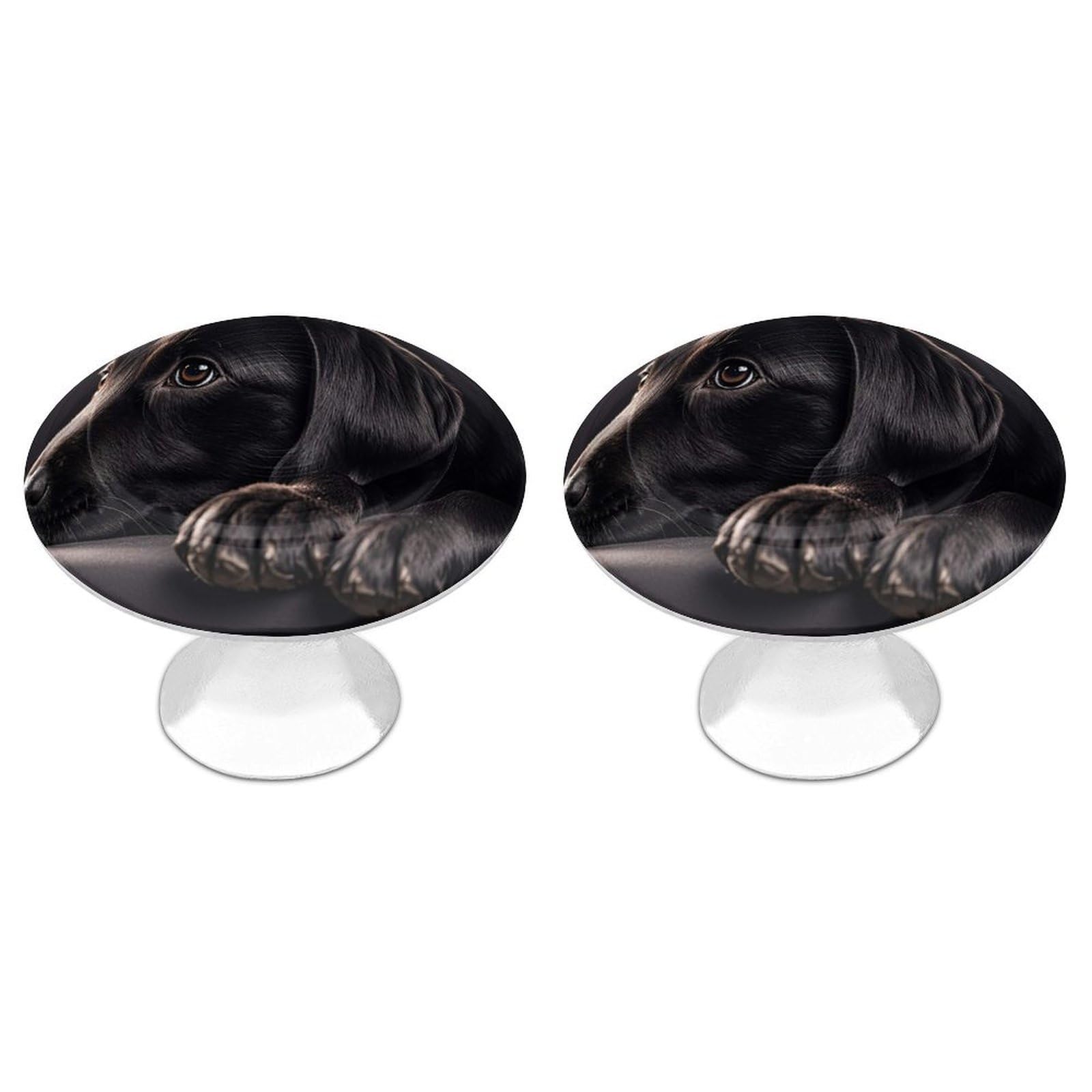 FekiLoot Black Labrador Puppy Cabinet Knob 2 Pack Mini Round Drawer Pulls Stainless Steel Dresser Drawer Knobs Kitchen Drawer Hardware for Bathroom Dresser Closet Door Knobs