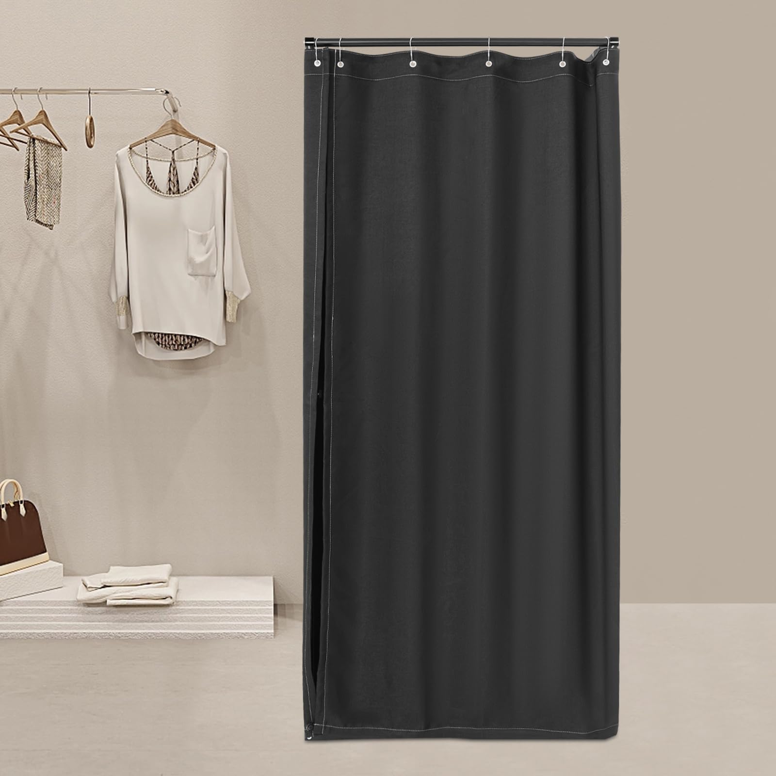 Magasin de vêtements Cabine d'essayage mobile carrée, lavable en machine, cabine d'essayage temporaire, cloison mobile, 85 x 85 x 200 cm, noir