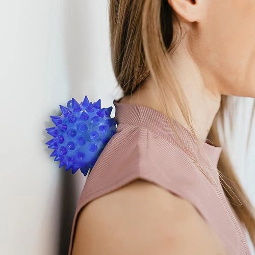 Miniatura 7 de Paquete de 24 bolas sensoriales de goma parpadeantes para aliviar el estrés, bolas de terapia con puntas LED intermitentes o para niños,