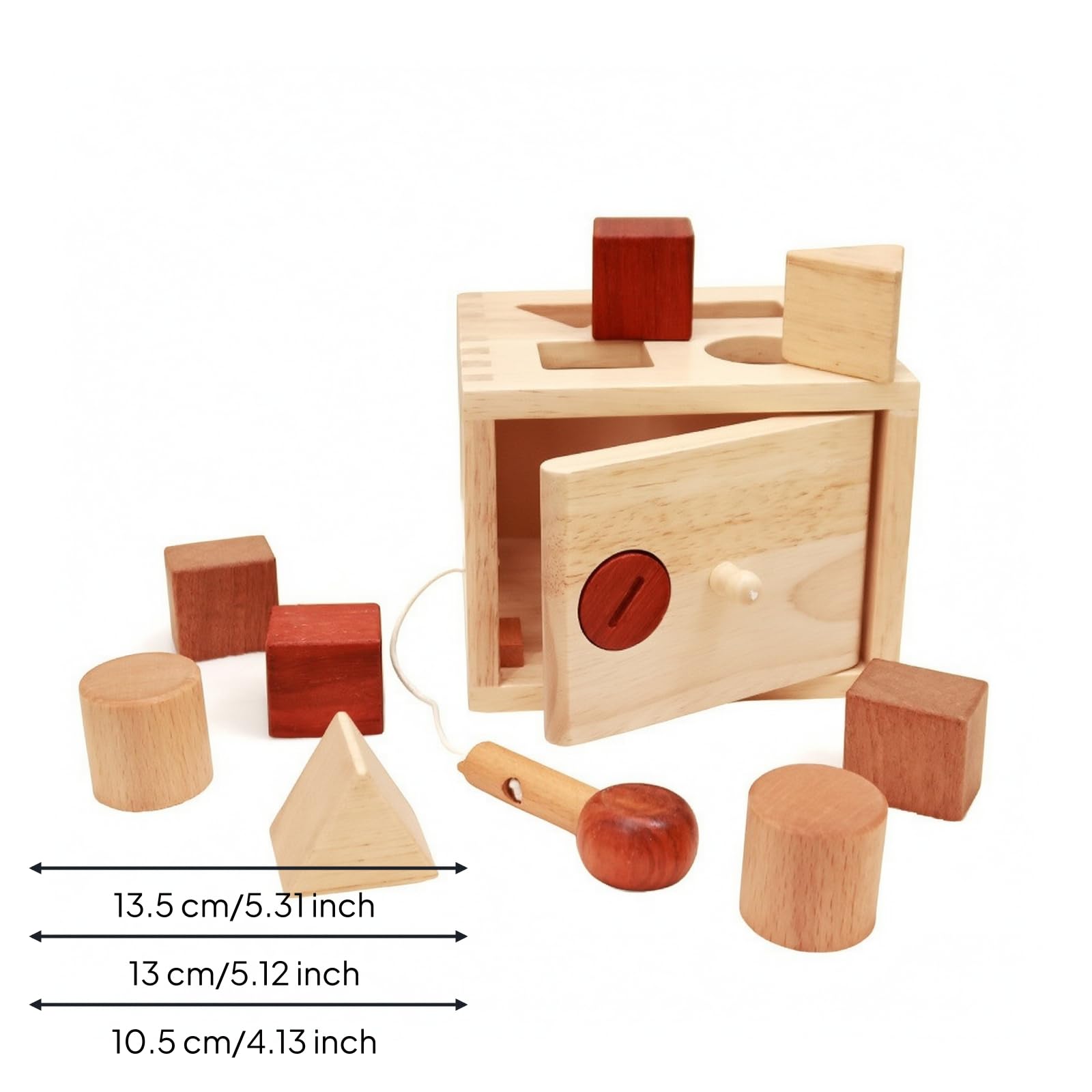 Boîte à Formes en Bois Massif Éducatif Boîte D'éveil Blocs en Bois Pratique Assorti pr Nrrisso -Pits, Bébés