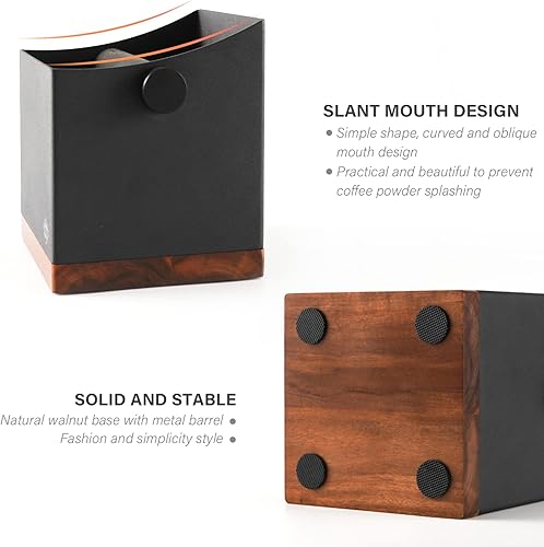 Miniatura 6 de Caja de café | Contenedor grande de café molido de 2.5 L | Metal y madera de nogal | Barra de silicona extraíble y base antideslizante | Accesorios