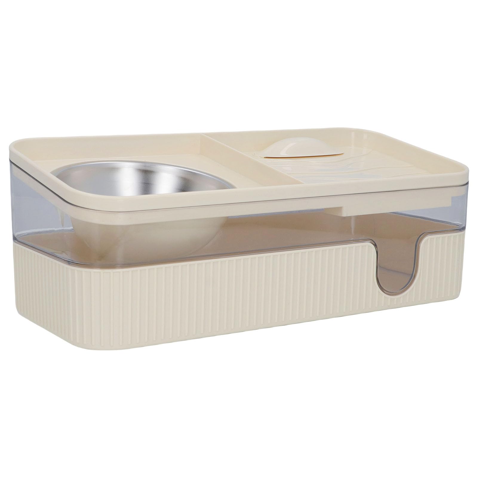 Juego de comedero automático para gatos, cuenco y bebedero de acero inoxidable de gran capacidad, solución de alimentación conveniente para gatos y perros, 13.8 x 6.3 pulgadas